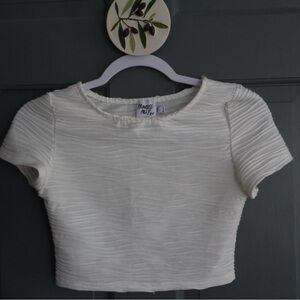 White Textured Crop Top